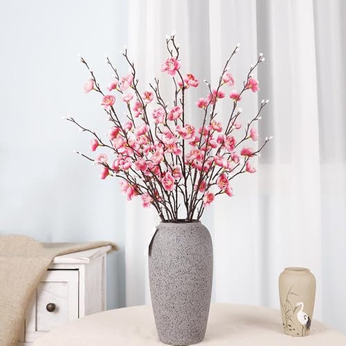 Set di 12 fiori artificiali rosa, fiori di prugno finti che sembrano veri, lunghi 55 cm, perfetti per la decorazione di casa e ufficio