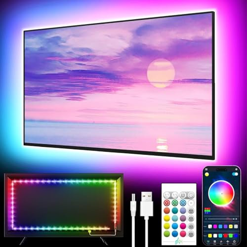 GIPOYENT LED Lights for TV, 16.4FT TV Retroilluminazione a LED, per da 45-75 pollici, Light Strip with Bluetooth - RGB Color Changing Light Strip for Bedroom (16.4 ft)