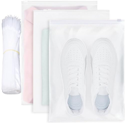 VORHOT 50 Pezzi Sacchetti Vestiti con Zip Grande, 40x30cm di Sacchetti per Vestiti con Cerniera, Smerigliata Richiudibili Viaggio Fori di Ventilazione, Cosmetici, Scarpe