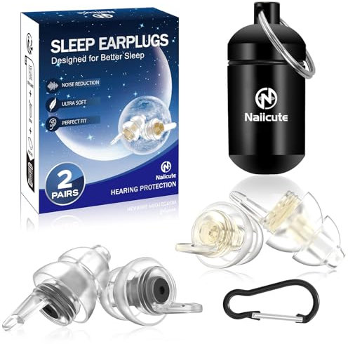 Naiicute Ohrstöpsel zum Schlafen 2Paar, Gehörschutz Ohrenstöpsel gegen Schnarchen Noise Cancelling Silikon In-Ohr-Stöpsel für Schlaf Konzentration Entspannen Reisen Konzert, Erwachsene Kinder 12+