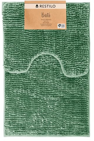 RESTILO Badematte Toilettenmatte Set 50x80 40x50 cm Badteppiche Badvorleger rutschfest Bati Grün