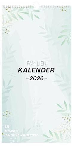 JALVPI Familienplaner 2026 4 Spalten, 18 Monate Wandkalender Jan 2026 - Jun 2027, Familienkalender Planer für Familie, 22 x 43 cm