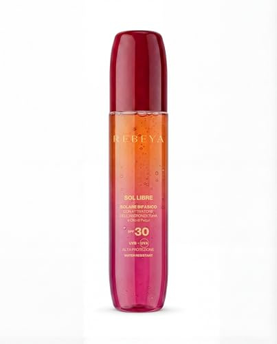 REBEYA Zweiphasen Sonnenspray SPF 30 150 ml, Sonnenöl Spray mit Melanin Aktivator, sonnencreme spray für gleichmäßige Bräune, leichtes sonnenspray kokosduft wasserfest, Made in Italy
