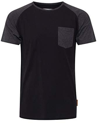 Indicode IDGresham Herren T-Shirt Kurzarm Shirt mit Rundhals-Ausschnitt Brusttasche Baumwollmischung Regular fit, Größe:M, Farbe:Black - Charcoal (9992)