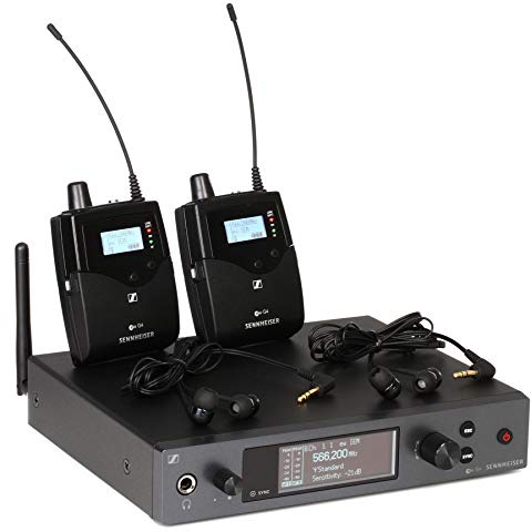 Sennheiser Pro Audio ew IEM G4-Twin-G In-Ear-Monitor-System mit 2 Gürtelpackungen (566–608 MHz), Dual Beltpack