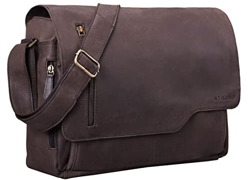STILORD Ledertasche für Herren braun - Aktentasche mit 15.6 Zoll Laptopfach - Frauen & Männer Business-Tasche für Office, Uni & Büro - Umhängetasche 'Marlon'