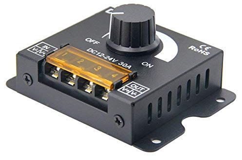 RKURCK Dimming Controller, 12V/24V DC 30A LED PWM Dimmer Controller Dimming Controller for Single Color LED Strip Lights Single Channel 5050 3538 5630 Single Color Light Ribbon
