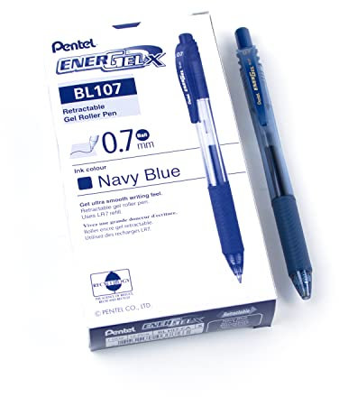 Pentel EnerGel X Retractable Gel Pen - Navy Blue Ink - Pack of 12