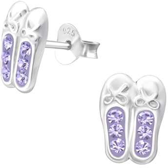 Monkimau Mädchen Ohrringe Schuhe Ballerina Ohrstecker aus 925 Sterling Silver echt Silber mit 12 Kristallen