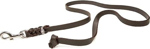 Hundeleine Leder 1m kleine Hunde – Fettlederleine [ohne Handschlaufe] Lederleine Hund geflochten leicht – Führleine & Trainingsleine aus robustem Rindsleder mit Chromkarabiner, Dog Leash 8mm, Braun