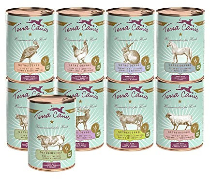 Terra Canis Kennenlernpaket L, Getreidefrei Hundefutter nass 9 x 400 g – Premium-Nassfutter für ausgewachsene Hunde Aller Rassen, mit Rohstoffen 100% Lebensmittelqualität