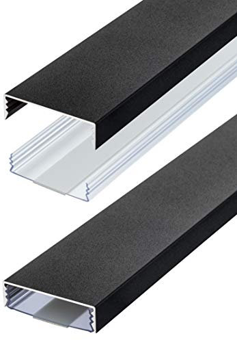 Alunovo Goulotte de câbles plate en aluminium laqué noir mat Structure fine autocollante 50 mm x 15 mm Longueur 20 cm