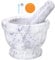 SIPARUI Mortar and Pestle Marble Set for Spices Pestos Seasonings Pastes Guacamole Herb Bowl 2Cup Easy to Clean Included:Silicone Mat,Brush,Stainless Steel Spoon(Large Trophy,White Gray)