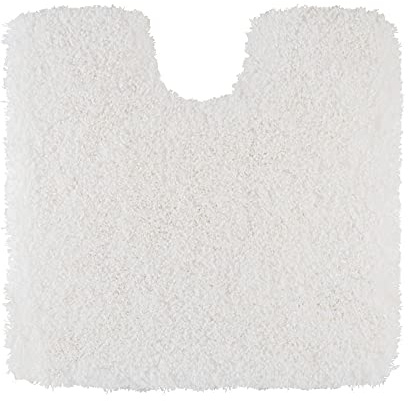 PANA Vienna Premium Badematte • Hochfloor Badvorleger • Duschvorleger • WC-Teppich • rutschfest • saugstark • Größe: 45x45cm MIT WC-Ausschnitt • Farbe: Weiss