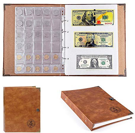 Münzsammelalbum Album Papiergeld Währungssammelbuch, 150 Münzen und 240 Banknoten Großes Aufbewahrungsbuch für Sammler