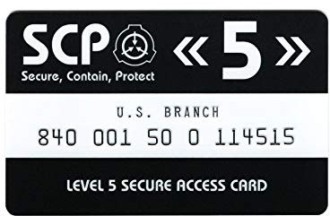 HOKUSHIN SCP Foundation Secure Access Card, Schwarz, Minimalistisch