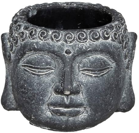 Atmosphera - Pot Bouddha - ciment - H9 cm - Noir
