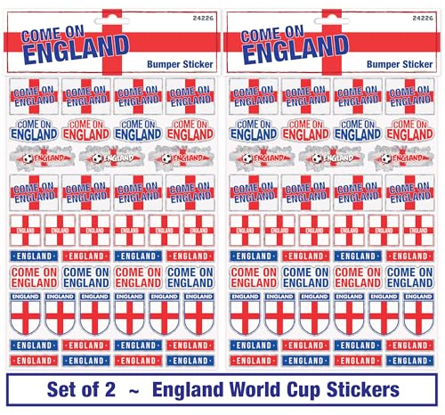 Lot de 2 grandes feuilles d'autocollants pour pare-chocs de l'équipe nationale d'Angleterre de football – Tournoi de la Coupe du monde 2022 – Activités d'artisanat pour adultes, enfants, garçons,