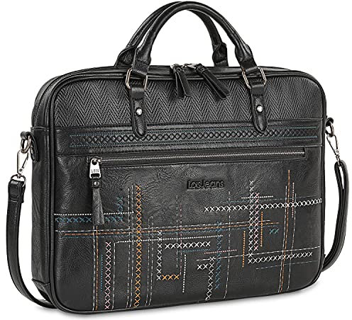 Lois - 302637 Sac à main portable pour travail femme, porte-documents d'ordinateur 15 6 pouces, cuir PU de marque 302637, Noir, Talla única, Sac de messager