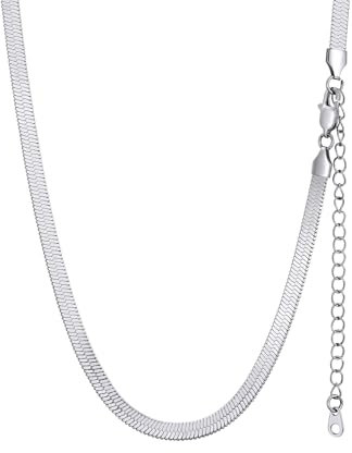 GOLDCHIC JEWELRY Collana Donna Acciaio Catena Serpente Donna a Spina Di Pesce, Collana Girocollo Donna Snake 32cm, Acciaio Inossidabile 5 mm