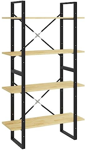 vidaXL Massivholz Kiefer Bücherregal 4 Fächer Industriestil Standregal Wandregal Bürorregal Aktenregal Regal Mehrzweckregal 80x30x140cm