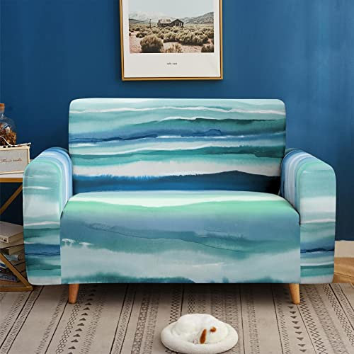 Sofa Überzug Türkis Himmelblau Sofabezug Stretch Elasthan Couch überzug Abnehmbare Waschbar Sofaschoner Anti Rutsch Couchbezug Moderne Sofa Cover Universal Sofahusse Sofabezug Ecksofa 3 Sitzer