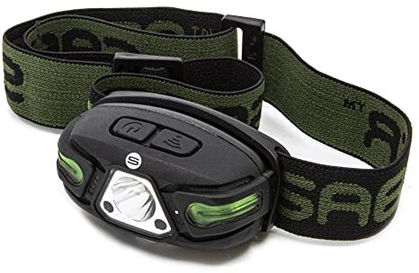 Saber - Sensorbeam Advanced Head Torch - 3 Light Settings - Adjustable Elasticated Headband - Lightweight, Water Resistant & Rechargeable - 5-Hour Battery Life - Perfect Fishing Accessory