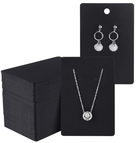 Lot de 50 Vous Présentoir Cartonnés pour Bijoux Fantaisie Cartes Vierges en Papier pour Bijoux Artisanat, Boucles d’Oreilles et Colliers