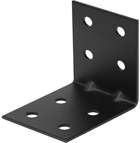 eoere 6 Stück 10,2 cm schwarzer Stahl, L, rechts, verstärkte Winkelhalterung, verstärkte Metallgelenkstütze, Dicke 0,3 cm (11 Gauge Stahl), maximale Tragkraft 72,6 kg