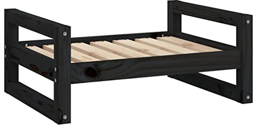 vidaXL Hundebett Schwarz 65,5x50,5x28cm Massivholz Kiefer Hundekorb Hundesofa