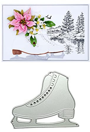 Qoiseys Schlittschuhe Metall Stanzschablone Die Stanzen Basteln Prägeschablone, Stanzungen für DIY Scrapbooking Fotoalbum Dekoratives Papier Basteln Prägeschablone