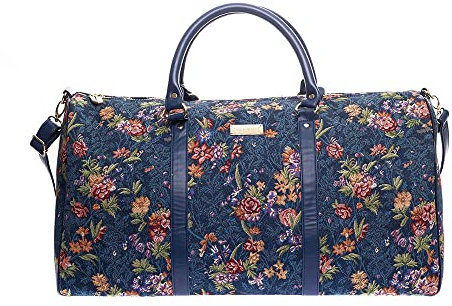 Signare Tapisserie, große Seesack, Übernachtungstasche, Wochenendtasche für Damen, Blumenwiesenblau, BHOLD-FLMDBL