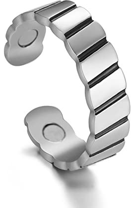 TEAMER Edelstahl Magnetischer Ring Verstellbare Blume Zwölf Sternbilder Ringe Vintage Schmuck Für Männer Frauen (Stil 1 - Silber)
