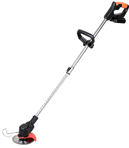 Vigevee Rasentrimmer inkl. Akku, 24V Rasen Kantenschneider mit 1.5 Ah Li-Ion-Akku und Kunststoffmesser, 15 cm Schnittbreite, Teleskopstiel, 3-Fach Schnittwinkelverstellung