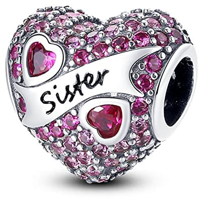 Annmors Love Sister Charm Anhänger 925 Sterling Silber Charm Bead für Armband Damen Schmuck Perfektes Birthday Muttertagsgeschenk