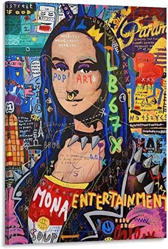 Mona Lisa Banksy Street Graffiti Kunst Poster und Drucke Die Kunst der Mona Lisa Malerei Lustiges Poster Kunstwerk Home Decor Malerei Leinwand Wandkunst Wohnzimmer Schlafzimmer Unframed,30×40cm