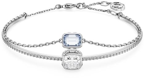 Swarovski Stilla Armreif, Rhodiniertes Damenarmband mit Filigraner Kette und Strahlenden Swarovski Kristallen