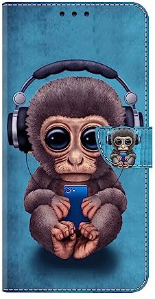 Tveinan Hülle für Samsung Galaxy A14 5G Handyhülle,Motiv Flip Case PU Lederhülle Schutzhülle, Kartensteckplatz Klappständer und Stoßfeste Hülle für Galaxy A14 5G - AFFE