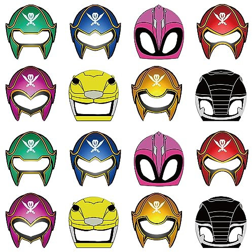 LGQHCE Power Hero Maske,16 Stück Power Hero Theme Party Masken, Kostüme Party Maske Decor Mit Verstellbarem Elastischem Seil Pretend Play Party Zubehör Foto Booth Prop Für Kinder Gefälligkeiten