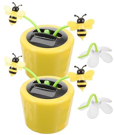 Uonlytech Solar-Blumen-Ornament-Set Bienen Solar-tanzspielzeug Für Das Armaturenbrett Im Auto Auto-innenausstattung Solar-autodekorationen