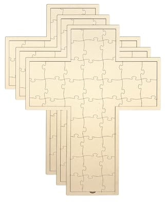 3 Pack Wood Cross Guest Book 13x16 Inch Unfinished Wooden Cross Jigsaw Puzzle Board for Painting DIY Crafts Wedding Gifts