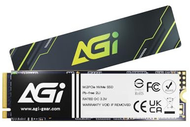 AGI AI298 2 to M.2 PCIe Gen3x4 NVMe 2280 SSD, 3D NAND, DRAM Cache, Read Speed up to 2400MB/s, Compatible with Laptop and Desktop Computer (PC)