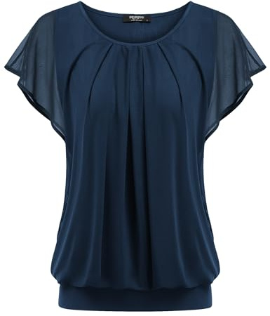 Zeagoo Camicetta Donna Maniche Dolman Corte Elegante Casual Top Blusa T-Shirt con Collo Tondo Top in Rete
