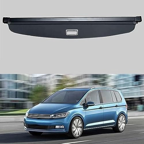 BUGX Auto Einziehbarer Kofferraumabdeckung für Vw Touran 2016-2022, Kofferraum Ablagen Schutz Abdeckung Cargo Cover Gepäckrollo, Innere ZubehöR
