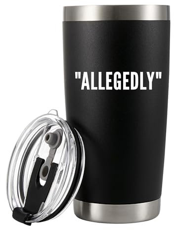 Panvola Tasse mit Aufschrift Allegedly Lawy, lustiges Geschenk zum Schulabschluss, Geschenk für Juristen, Lehrer, Anwalt, vakuumisolierter Becher mit Strohhalm-Deckel, lustiges