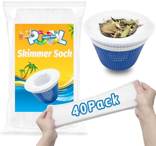 WXFANA Pool-Skimmer-Socken, 40 Stück, Pool-Skimmer-Flitersocken, Schwimmbad-Skimmerkorbsocken, Pool-Filtersocken, Poolreinigung, Filtersocken, reinigt Schmutz und Blätter für In-Ground oder