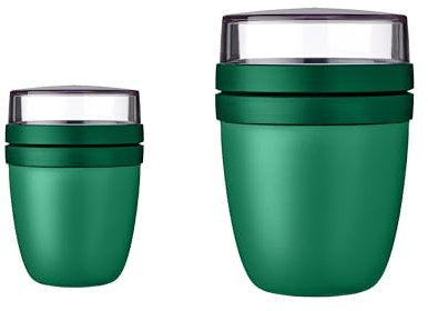 Mepal - Lunchpot Ellipse Duo Pack - Praktischer Müslibecher, Joghurtbecher, To Go Becher - Geeignet für Tiefkühler, Mikrowelle & Spülmachine - 300 & 500 ml - Vivid Green