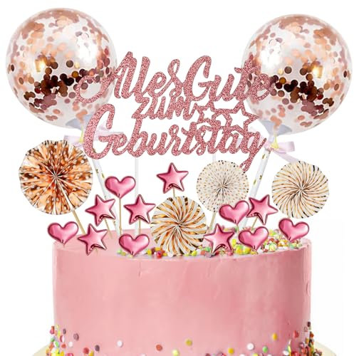 21 Stück Tortendeko Geburstagstorte,Tortendeko geburtstag,Happy Birthday Kuchendeko,Glitter Cake Topper,Kuchen deko,Geburtstag luftballons tortendeko für Geburtstag Cake Decoration mädchen junge(A)