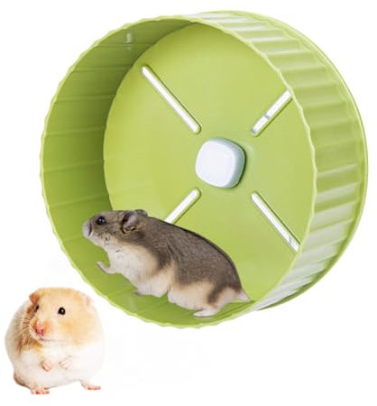 HyzaPhix Hamsterrad, 17cm Laufrad Hamster Leise Hamster Spielzeug, rutschfeste Laufscheibe für Totoro Mouse Eichhörnchen Chinchillas Kleintier Haustier (Grün)