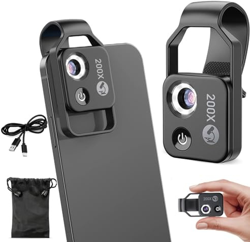 MIGEDY Nanozoom 200x Magnification Zoom, Nanozoom Cell Phone Lens, Nanozoom x200 Pocket Microscope Camera, Nano Zoom Lens 200x (Color : Grey)
